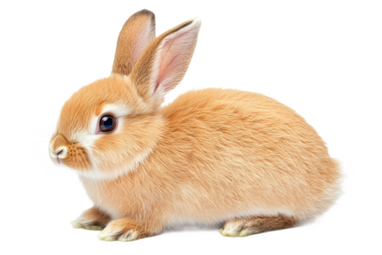 A close up of a small orange rabbit sitting isolated Transparent Background, png