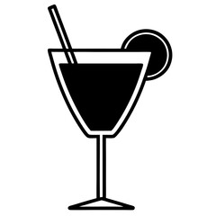 cocktail black silhouette vector, Simple silhouette Design vector icon with white background.