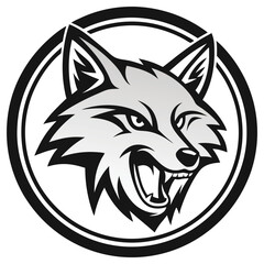 Aggressive Fox Head Mascot with Snarling Expression in Circle