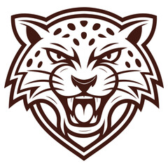 Aggressive Jaguar Head with Sharp Teeth Outline on Transparent Background