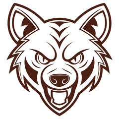 Angry Brown Wolf Face Outlined, of Wild Animal Head Design