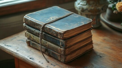 Obraz premium Antique Books: Stack of Vintage Texts