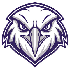 Eagle Head Mascot Logo Emblem Design in Purple and Gray on White Background