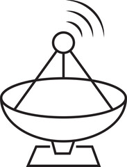 Antennae satellite dish line icon. Radar satellite dish vector symbol isolated on transparent background. Dish antenna receiver and transmitter for television, radio transmission for apps and websites
