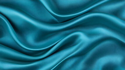 Obraz premium Teal silk fabric with elegant, flowing waves and folds