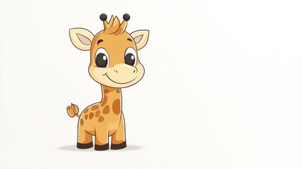 Cute baby giraffe cartoon illustration, white background, children's book