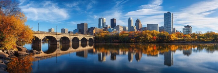 Autumn in Minneapolis: A Stunning Skyline View from the 3rd Avenue Bridge