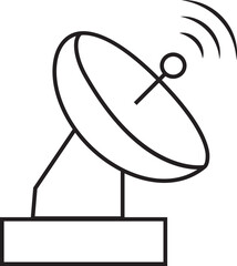 Antennae satellite dish line icon. Radar satellite dish vector symbol isolated on transparent background. Dish antenna receiver and transmitter for television, radio transmission for apps and websites