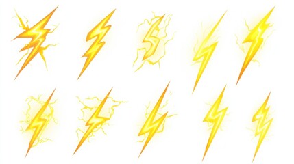 Yellow lightning bolt icons; energy, power, electricity