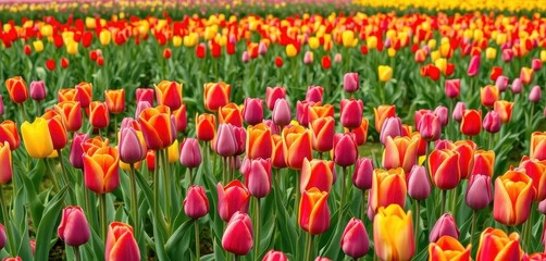Vibrant field of tulips blooming in Chernivtsi, Ukraine, sunlight, chernivtsi_region