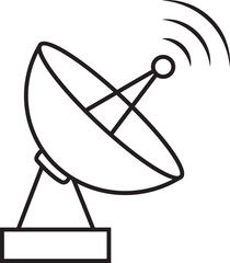 Antennae satellite dish line icon. Radar satellite dish vector symbol isolated on transparent background. Dish antenna receiver and transmitter for television, radio transmission for apps and websites