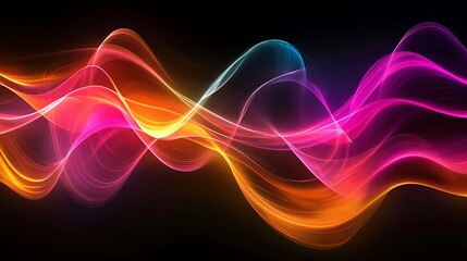 Naklejka premium Colorful Abstract Waves with Dark Background.