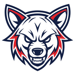 Striking Wolf Head with Bold Lines and Red Accents on a White Background Design