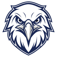 Stylized Eagle Head With Dark Blue Accent Isolated On White