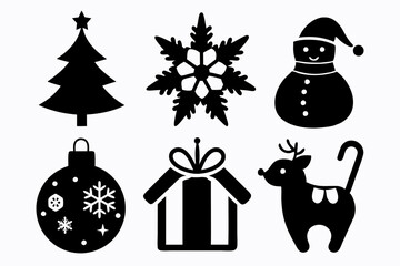 Christmas man icon set silhouette vector bundle