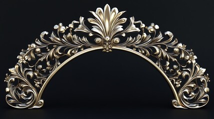 Gold ornate arch with 3D render.