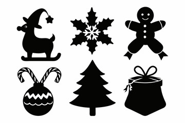 Christmas man icon set silhouette vector bundle