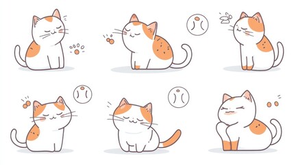 Cute cartoon cats sneezing, playing, and relaxing.  Perfect for children's book, cards, or websites