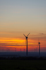 Wind turbine in flat landscape near Vienna, Austria