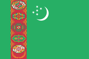 Turkmenistan Flag Vector Clipart Illustration - High Quality Digital Design, Editable and Scalable, Perfect for Graphic Design, Print, Web, and Promotional Materials