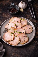 Sliced chicken sausage with herbs