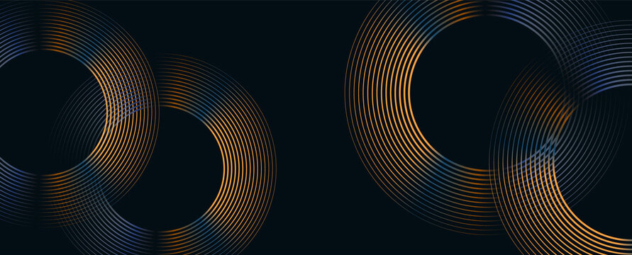 concentric circular lines glowing Gradient. abstract background with circular design Horizontal banner template. Suit for poster, cover, banner, brochure, website