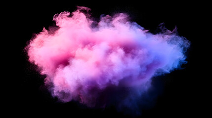 Fototapeta premium Vibrant pink and purple powder explosion isolated on a black background. Perfect for design, abstract art, and creative projects. Dynamic and colorful.