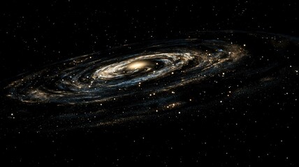 Photorealistic image of the Andromeda Galaxy with vibrant star clusters and spiraling arms in deep space
