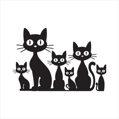 Set of black cats black silhouette

