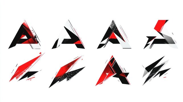 Abstract red black triangle letter A designs, gaming logo concept