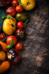 Assortment of different color tomatoes