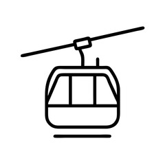 Ski Lift Icon in Simple Line Art Style  