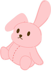 A soft and adorable pink bunny plush toy illustration. This cute character design features stitched details and a cuddly appearance, making it ideal for children's content, baby products, sticker desi