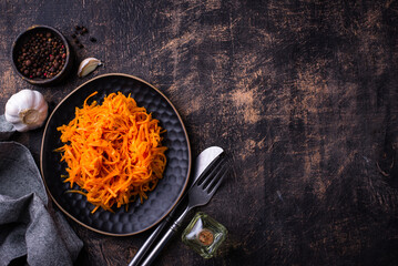 Spicy korean carrot salad in jar