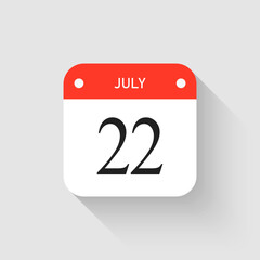 Vector icon page day calendar - 22 July month