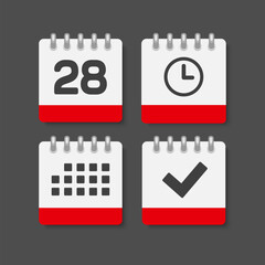 Icon page calendar - 28 day, agenda, check, timer