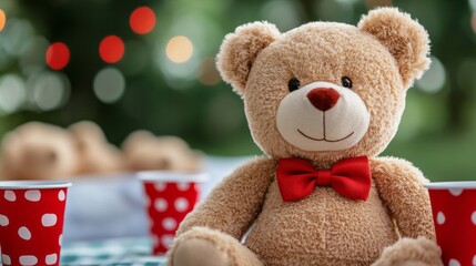 Elegant Kids teddy bear picnic with stuffed animals tiny cups and bright colors playful make believe meal 