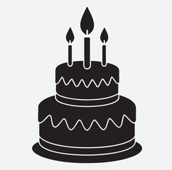 birthday cake silhouette vector art illustration, birthday cake with candles