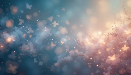 Fototapeta premium Enchanting butterfly dance in nature colorful bokeh background dreamlike atmosphere soft lighting whimsical scene for relaxation
