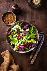 Bowl of fresh green salad mix