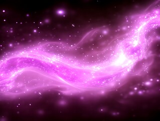 Radiant pink plasma wave with bright energy particles abstract background