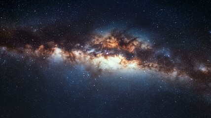 Fototapeta premium Photorealistic view of the Milky Way galaxy’s spiral arms glowing brightly in deep space 