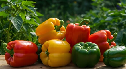 Colorful Bell Peppers in Basket at Market