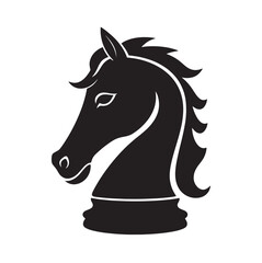 Silhouette of a chess knight piece featuring a distinct horse head shape. 