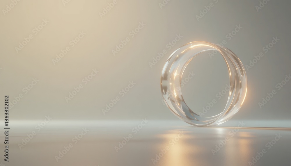 Poster dynamic circular motion of a light sphere minimalist studio setting 3d animation soft lighting abstr
