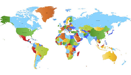 World map. Color modern vector map. Silhouette map