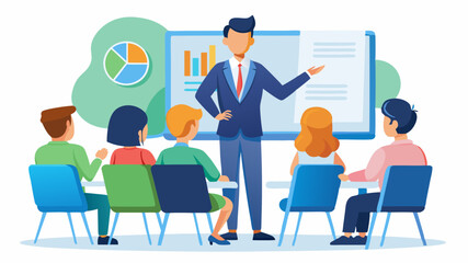 Vector professional business trainer conducting a corporate training session for employee development