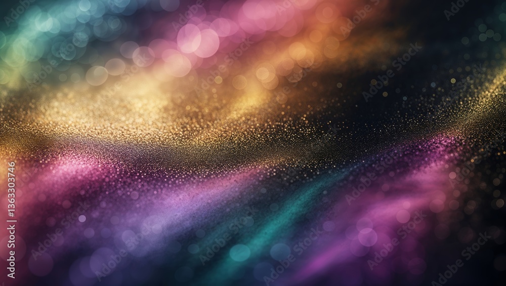 Poster colorful abstract design with shimmering lights creating a mystical atmosphere in a dark setting