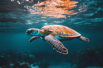 Obraz premium There is a close up of a turtle ' s face with a black background