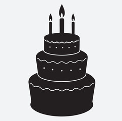 birthday cake silhouette vector art illustration, birthday cake with candles